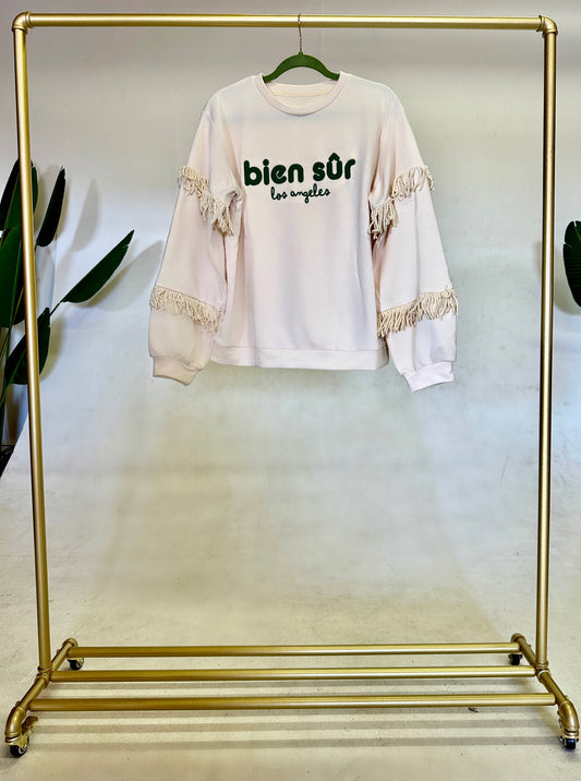 Ivory Bien Sûr Fringe Sweater